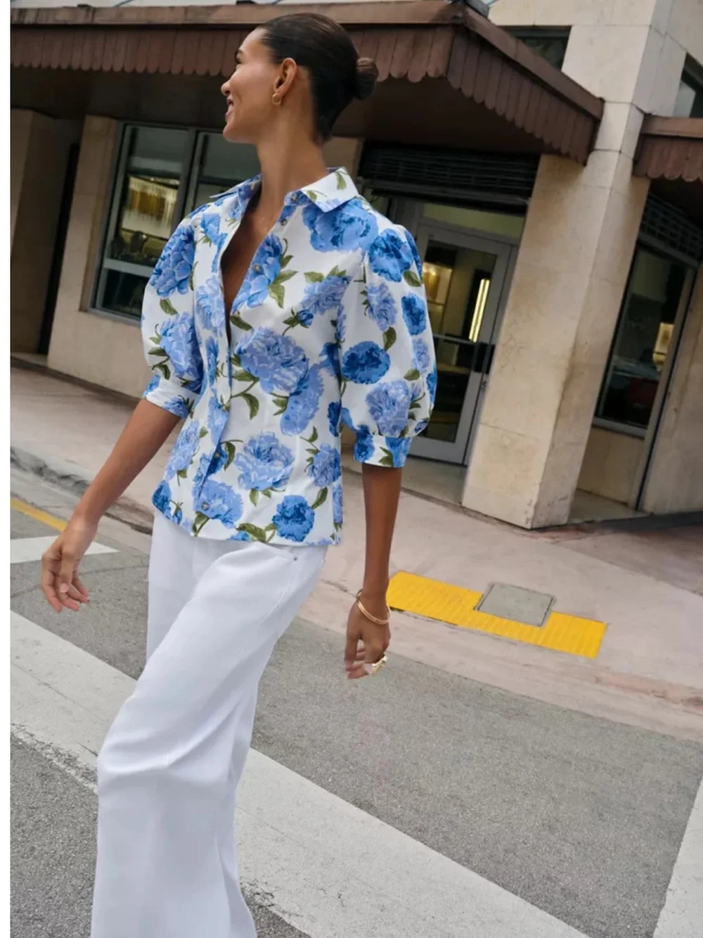 Zara Floral Poplin Top